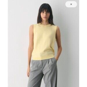 NWT Aritzia 100% Bare Cashmere Monogram Sweater Vest in Butter Yellow Size M